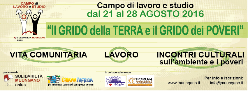 Campo di lavoro e studio Muungano 2016 - banner