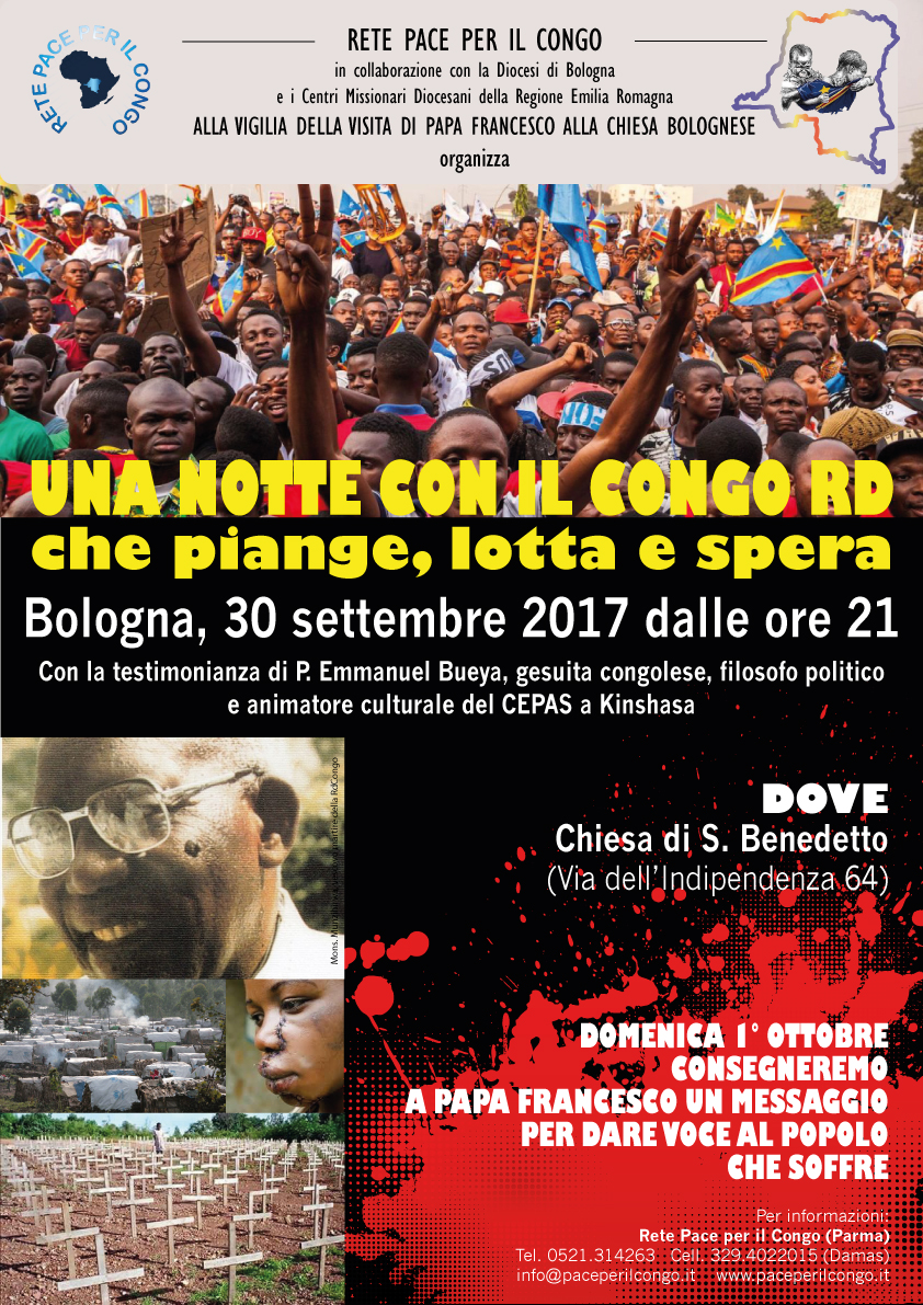 Una notte con il Congo RD che piange, lotta e spera a Bologna organizzata da Rete Pace per il Congo